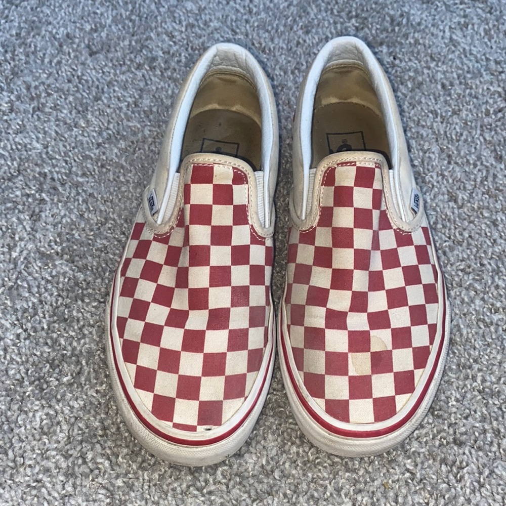 Red and white checked vans